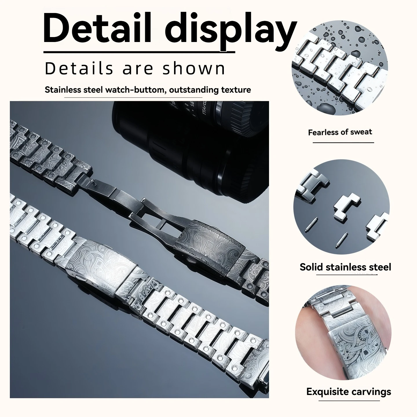Suitable for Casio watchband DW5600 GWM5610 GW-B5600 retro carved stainless steel case strap set replacement accessories
