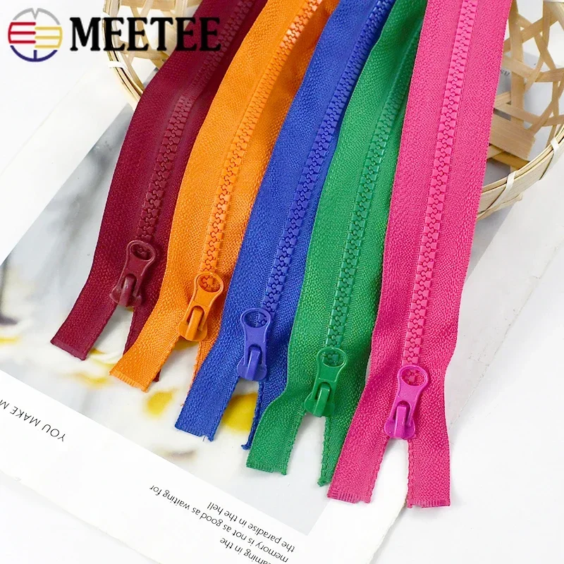 2 pz Meetee 40-120cm 5 # resina cerniera colorata Open-End chiusura automatica cerniera decorativa per borsa zaino indumento accessori per cucire