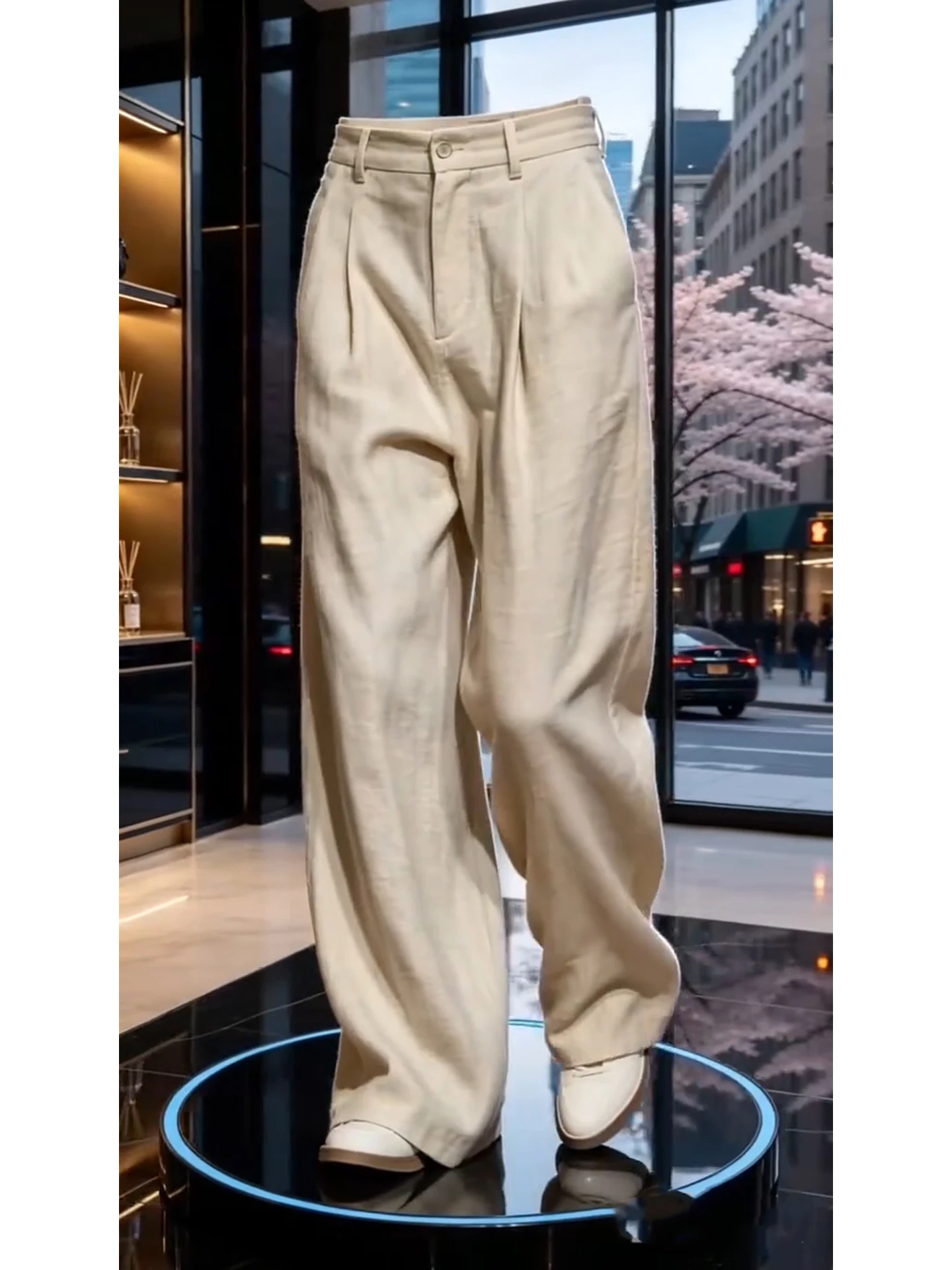 Elegant Men's Summer Thin Wide Leg Linen Pants Casual Drapey Knife  Trousers Clean Fit Style Fashionable Straight Leg