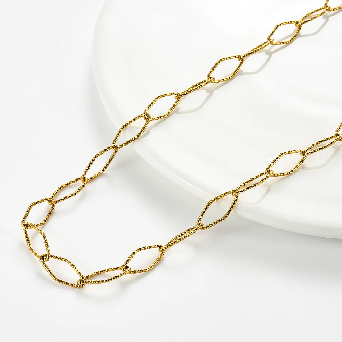 7MM Women Blingbling Stainless Steel Rhombus Link Chain Sturdy Sparkle Chain Necklace for DIY Jewelry Making