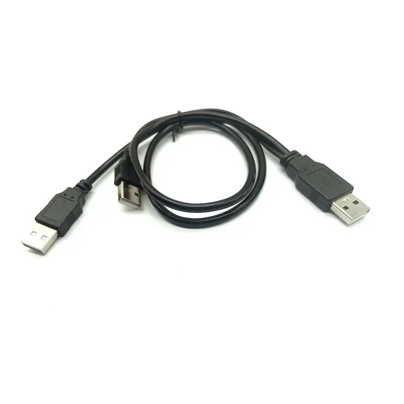 USB 2.0 ذكر إلى ذكر 2USB ذكر كابل بيانات القرص الصلب المحمول مع منفذ إمداد الطاقة المساعد USB AM مصدر طاقة مزدوج الرأس