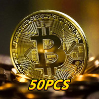 60-2PCS Gold Plated Bitcoin Coin Collectible Art Collection Gift Physical Commemorative Casascius Bit BTC Metal Imitation