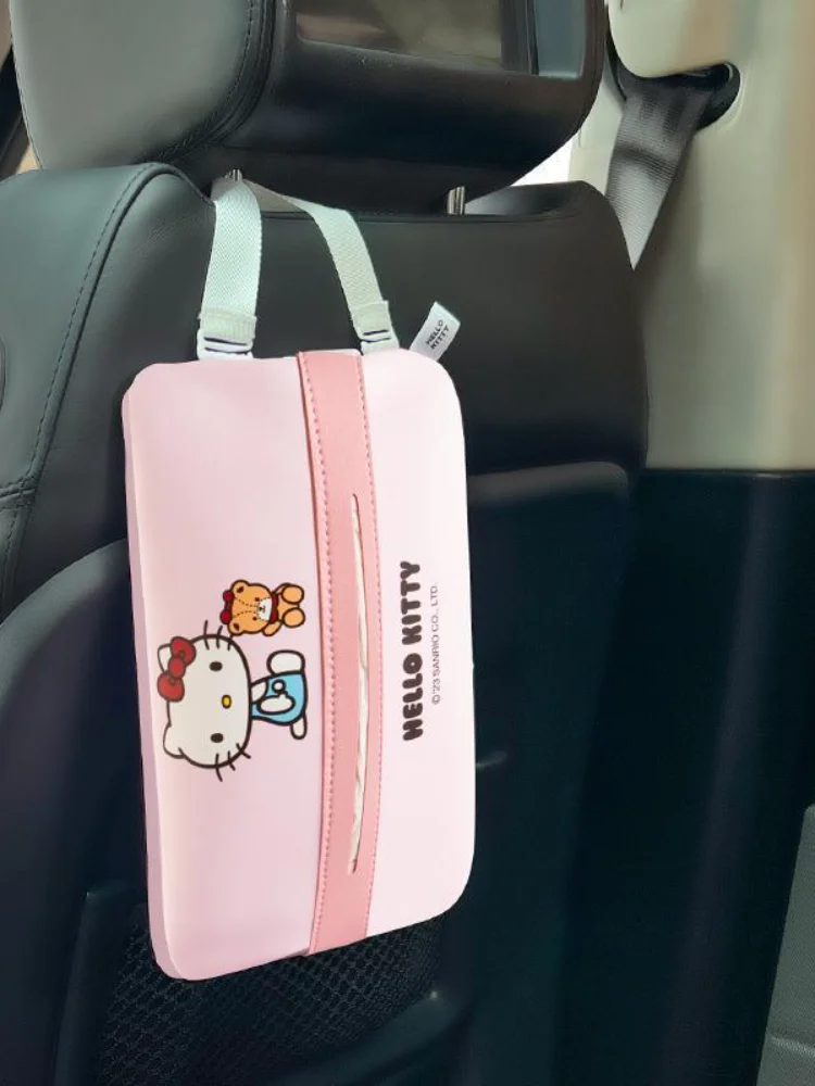 سانريو مرحبا كيتي صندوق ورقي للسيارة الكرتون الإبداعية سيارة الداخلية معلقة الأنسجة صندوق أنيمي kawaii اكسسوارات السيارات الزخرفية #5