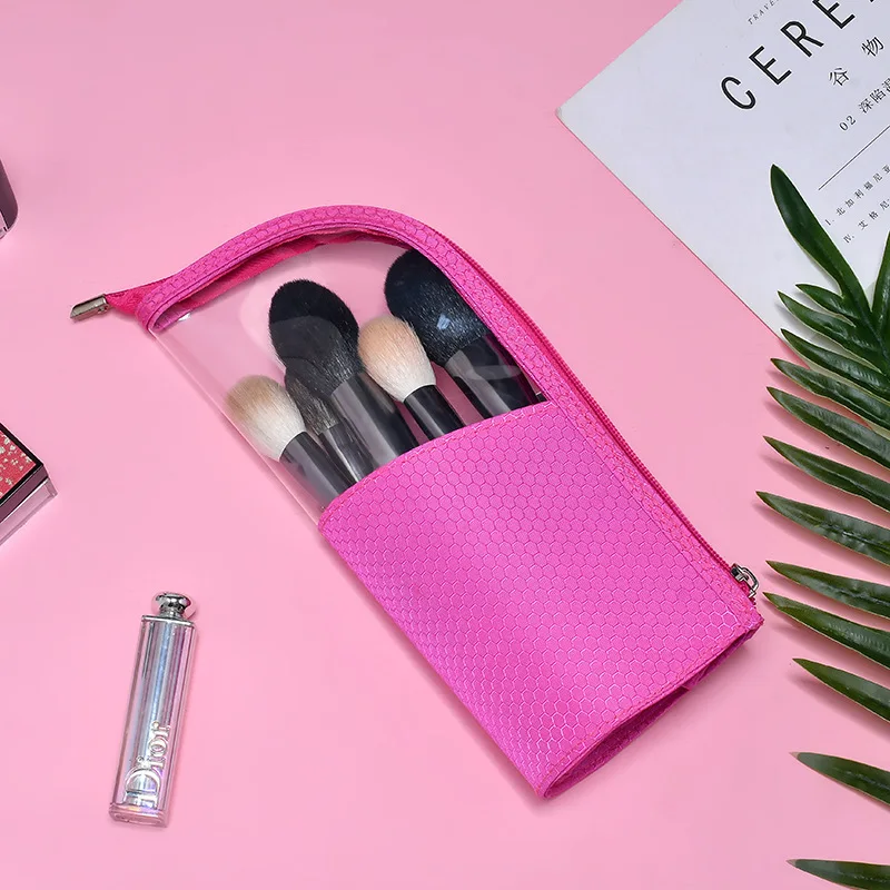 Transparent TPU Waterproof Makeup Bag Multi-functional Eyebrow Brush Organizer Bag Portable Makeup Tool Kit Student Pencil Case