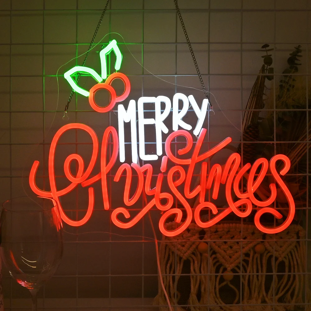 

Merry Christmas Neon Sign Wall Decor Dimmable Neon Sign Led Light Up Sign For Home Bar Party Shop Sign Decor Logo USB Powered