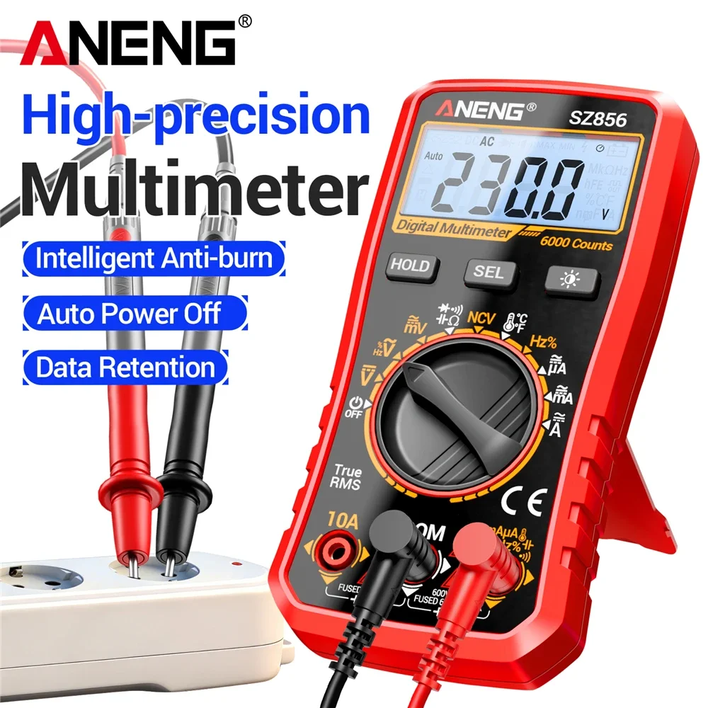 ANENG SZ856 Digital Multimeter 6000 Counts Anti-burn AC/DC Voltage Current Tester NCV Capacitance Temperature Meter Electrician