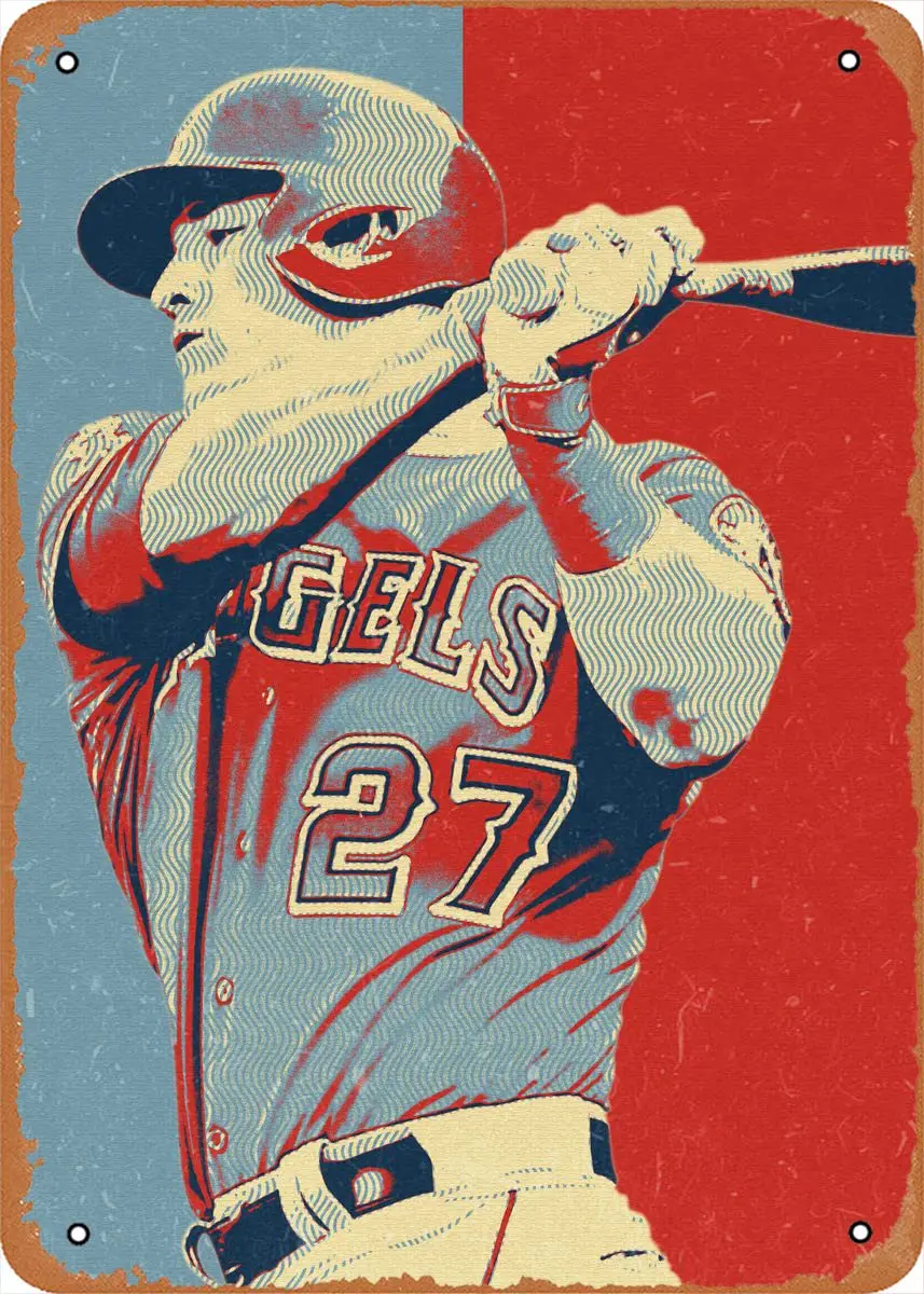 Mike Trout Metal Tin Sign 8 x 12 in Sport Hopestyle Vintage Poster Man Cave Decorative