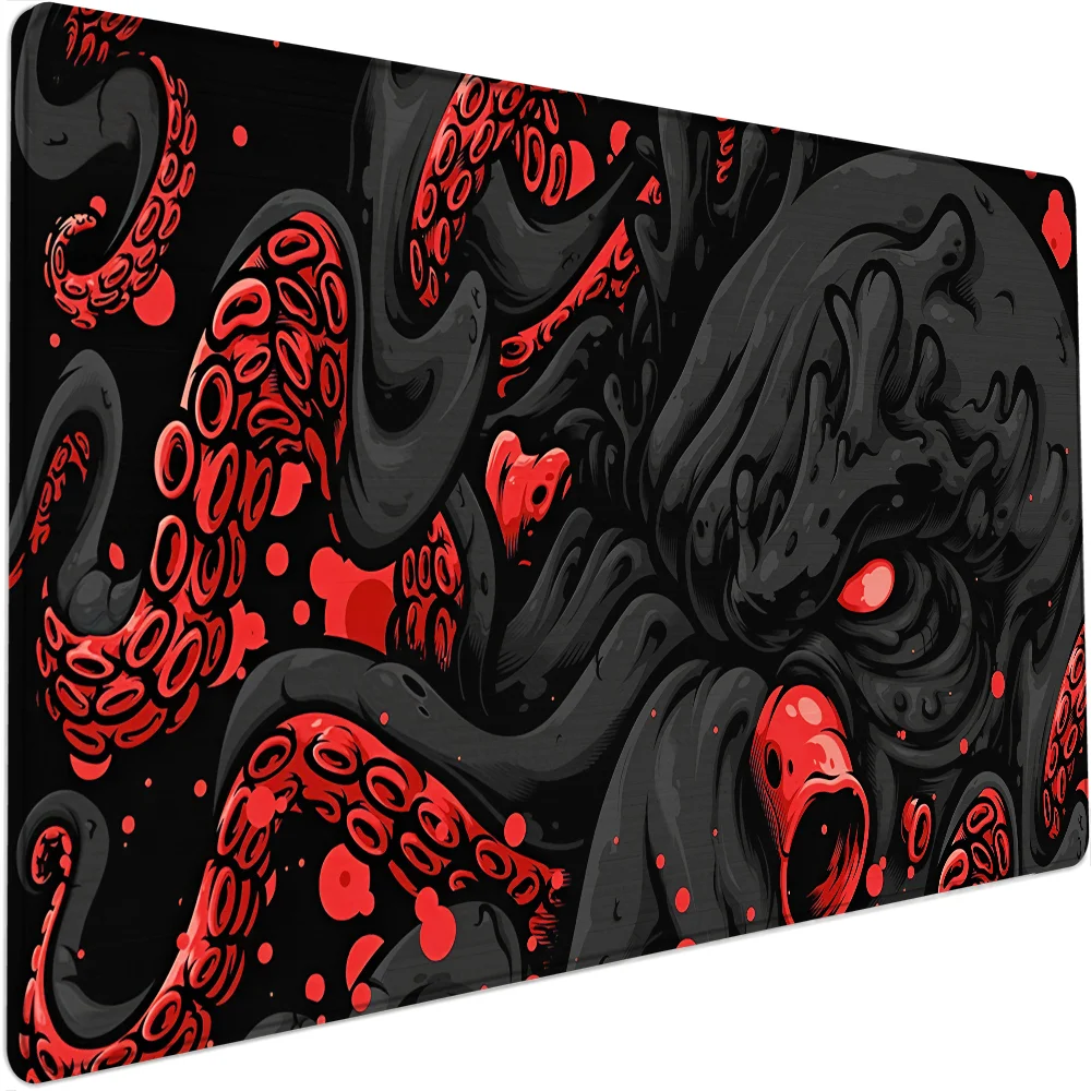 لوحة ماوس Octopus Monster كبيرة مضادة للانزلاق بحواف مخيطة، حصيرة متينة للألعاب المحمول ​   لوحة المفاتيح XXL 900x400mm