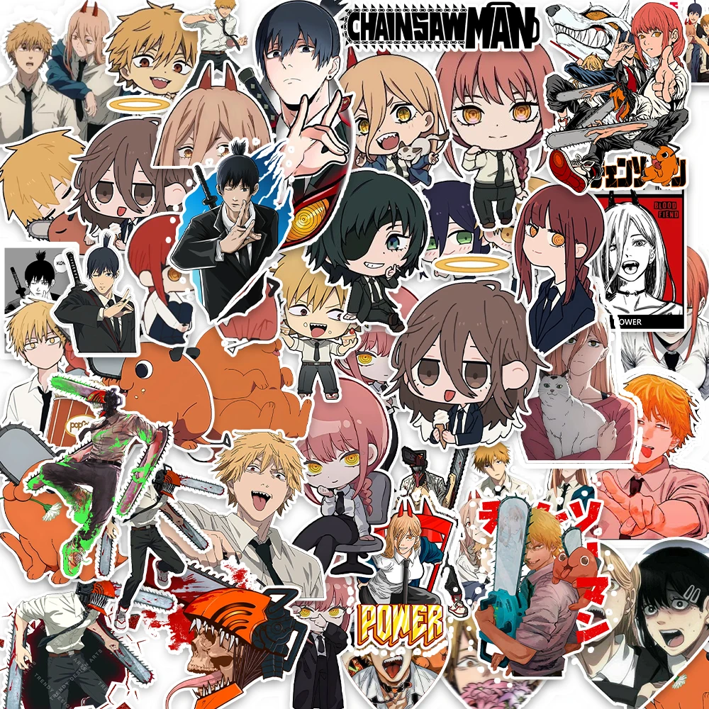 

50 шт., аниме, бензопила, человек, граффити, наклейка, креативное украшение, Denji Makima, мобильный планшет, водонепроницаемые наклейки, игрушки «сделай сам», подарок