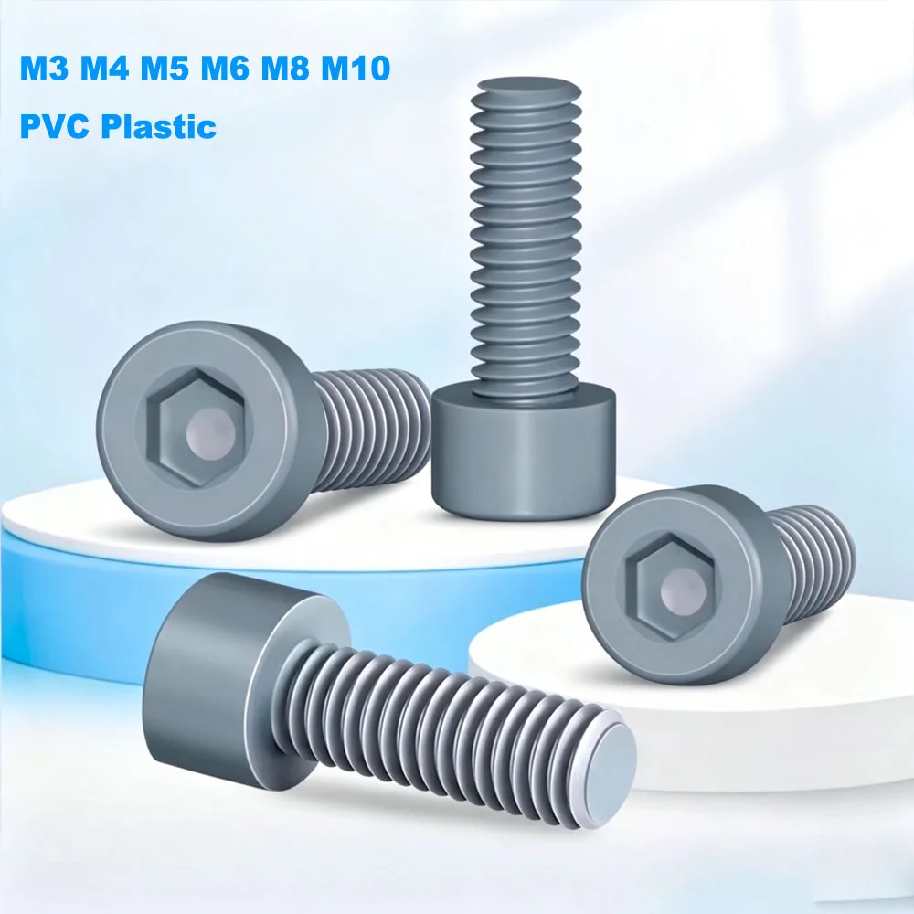 M3 M4 M5 M6 M8 M10 PVC Hex Socket Allen Cap Screws, Insulating Anti‑Corrosion Plastic Cylinder Head Bolts Fasteners