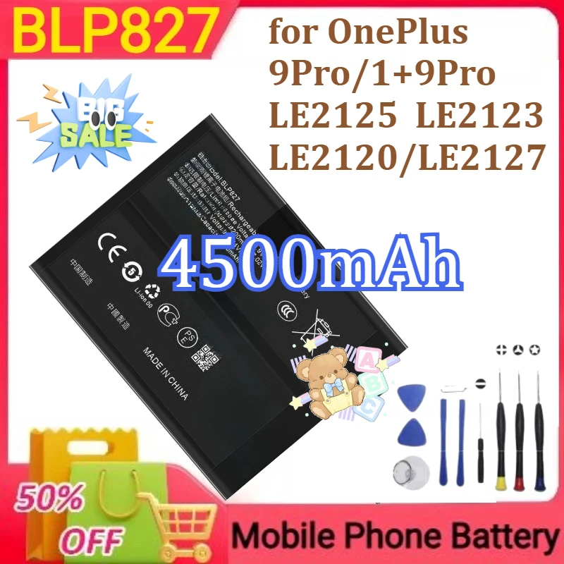 

BLP827 Replacement Battery for OnePlus 9Pro/1+9Pro/ LE2125 / LE2123 / LE2120/LE2127 Mobile Phone Batteries New 4500mAh+Tools