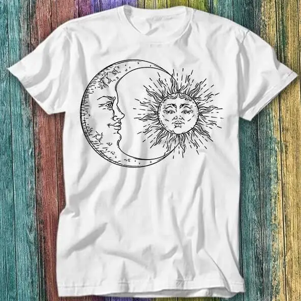 The Moon & The Sun Antique Crescent Sun Tarot T Shirt Top Tee 450