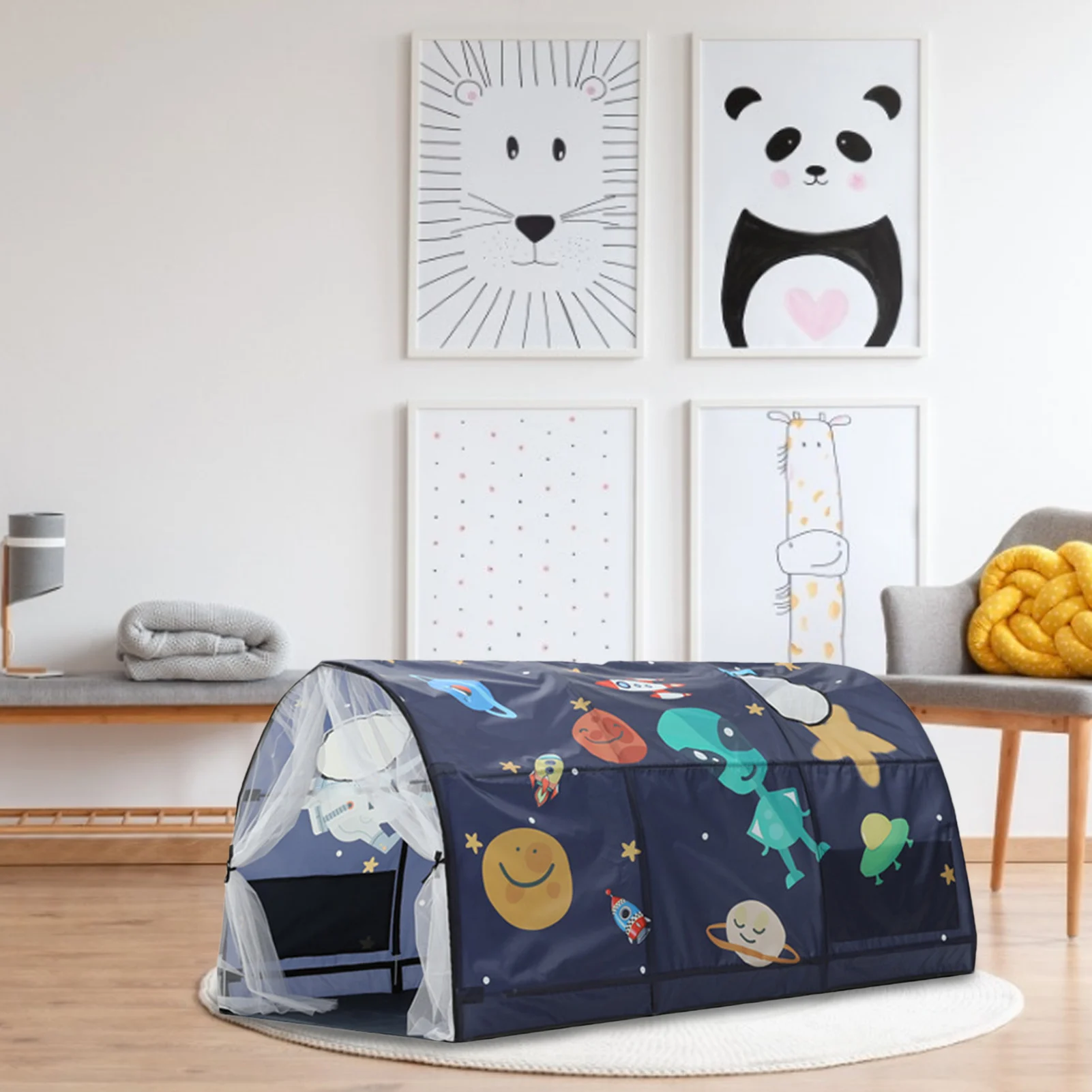 Höhlen zelt für Kinder Cartoon Star Moon Space Bett Innen zelt Spielhaus für Jungen und Mädchen Privatsphäre Zelte Bett Kinderzimmer Dekor