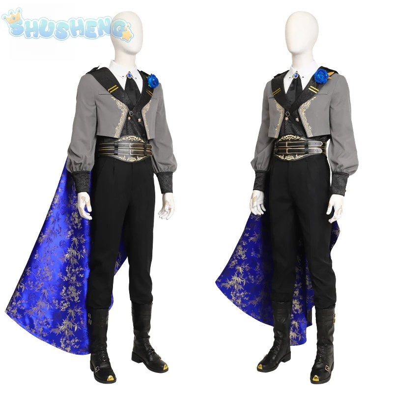 Sephiroth ff14 jogo final fantasia cosplay azul rosa espinho noite traje sapatos acessórios adereços jaquetas uniforme de festa de halloween