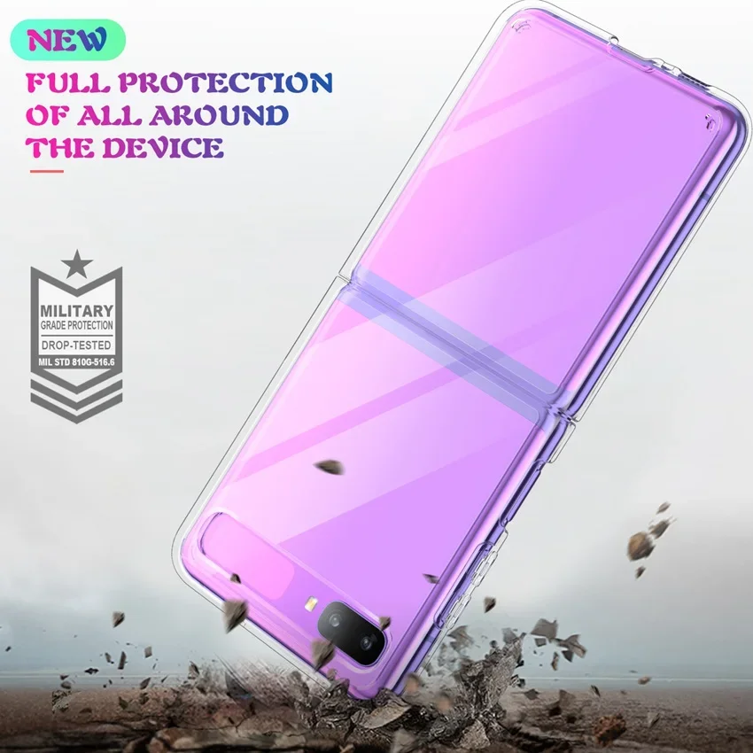 Transparent TPU/PC Case For Samsung Galaxy Z Flip SM-F700 Fundas Capa Hybrid Shockproof Shell Clear Back Cover For Z Flip 5G