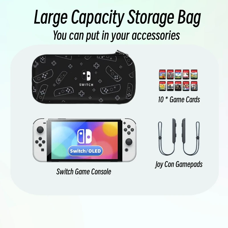 Creative Design Switch Bag Housing Protective Storage Case For NS Switch OLED Handbag Travel Bag With Hand Strap 10 Card Slots