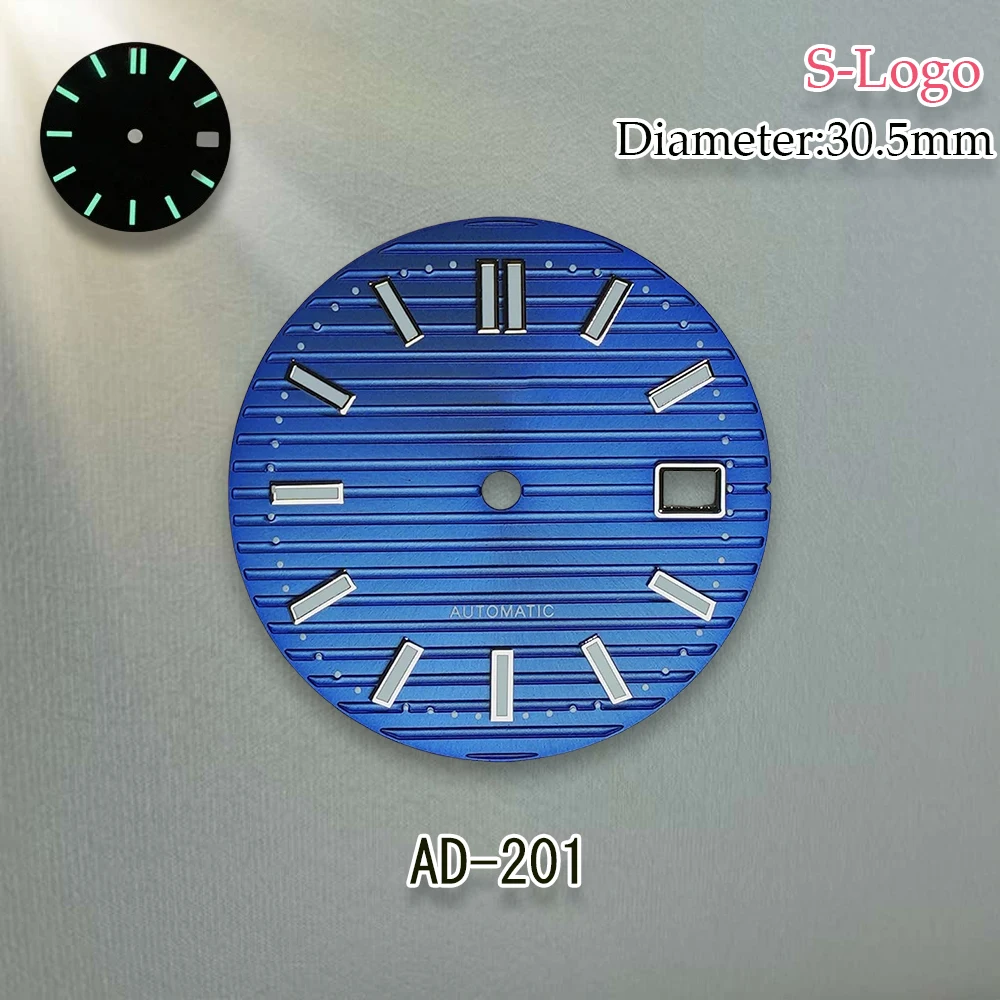 S Logo Dial 30.5mm Nautilus NH35 Dial Fit NH35/NH36/4R/7S Movement C3 Green Luminous Watch Modification Accessories Repair tools