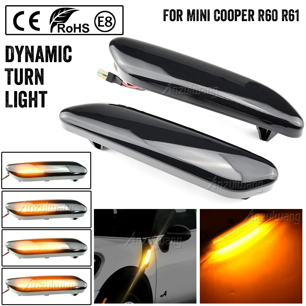 1 Pair Flowing Turn Signal Light Dynamic LED Side Marker Light 12v Side Repeater Lamp For Mini Cooper R60 COUNTRYMAN R61 PACEMAN