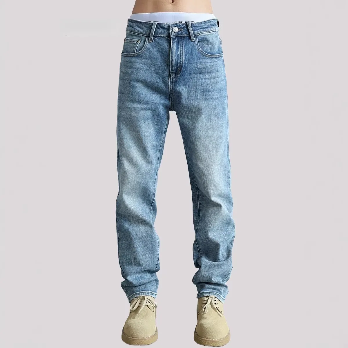 2026 Men's American Retro Jeans Casual Simple Versatile Small Straight Pants