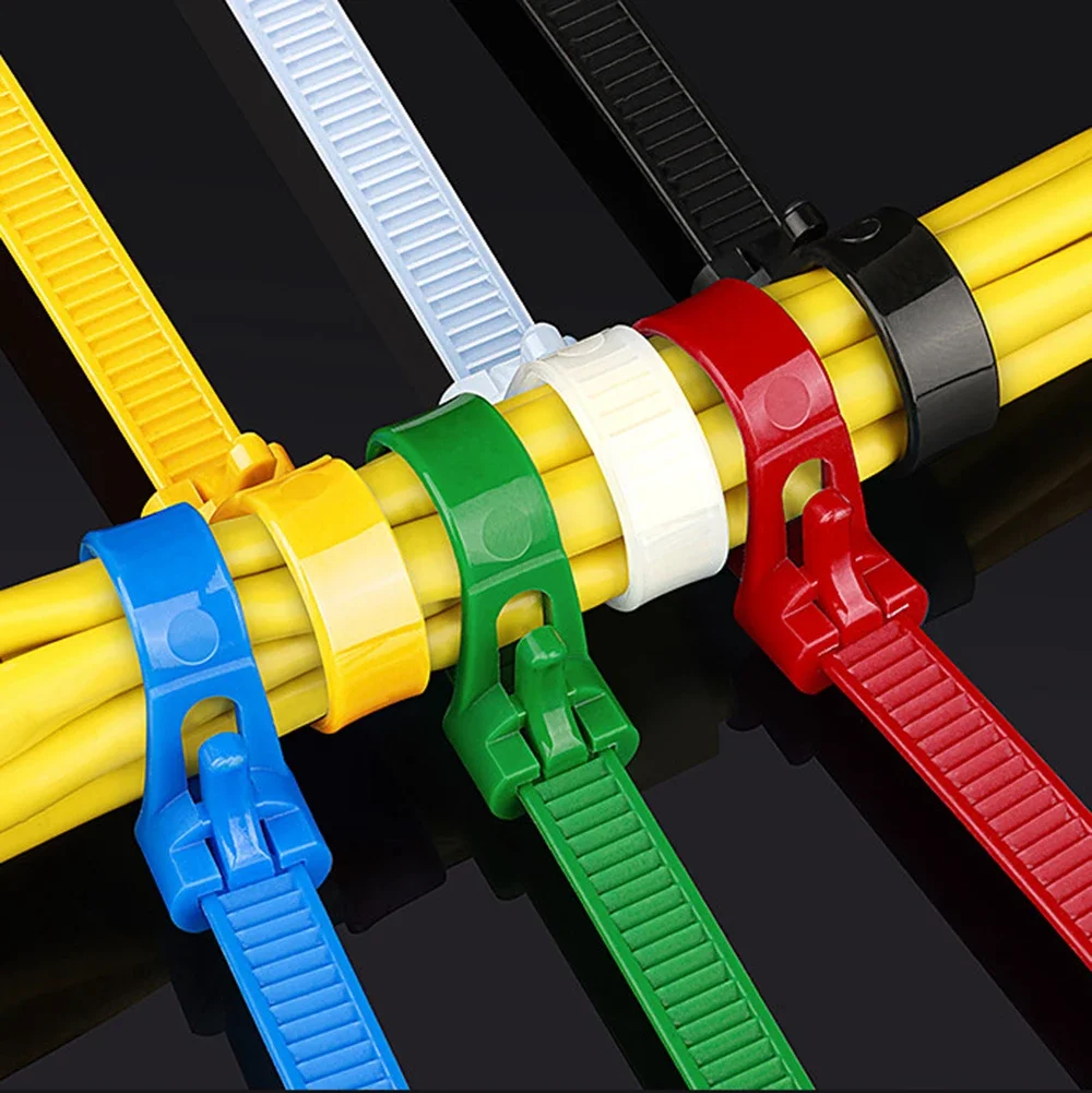 New Nylon Cable Ties Colorful Releasable Self-locking Reusable Zip Ties Adjustable Loose Slipknot Binder Lock Straps Organizer