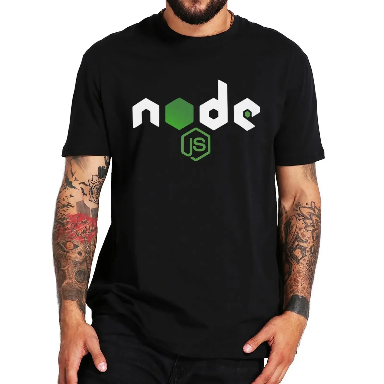 Node.JS T Shirt JavaScript NodeJS Programmer Geek Nerd Gift Short Sleeve 100% Cotton Unisex Summer T-shirt EU Size