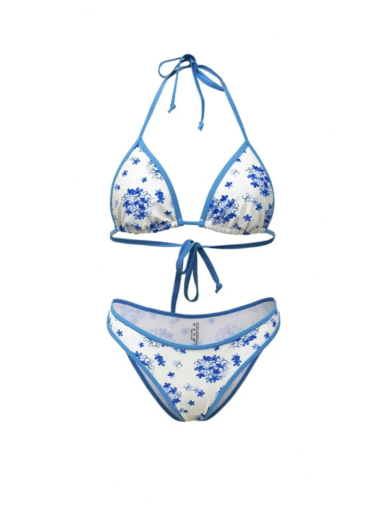 sexy blue flower print halter tie micro bikinis sets two pieces thong swimsuits bathing suit swimwear biquini tankini trikini