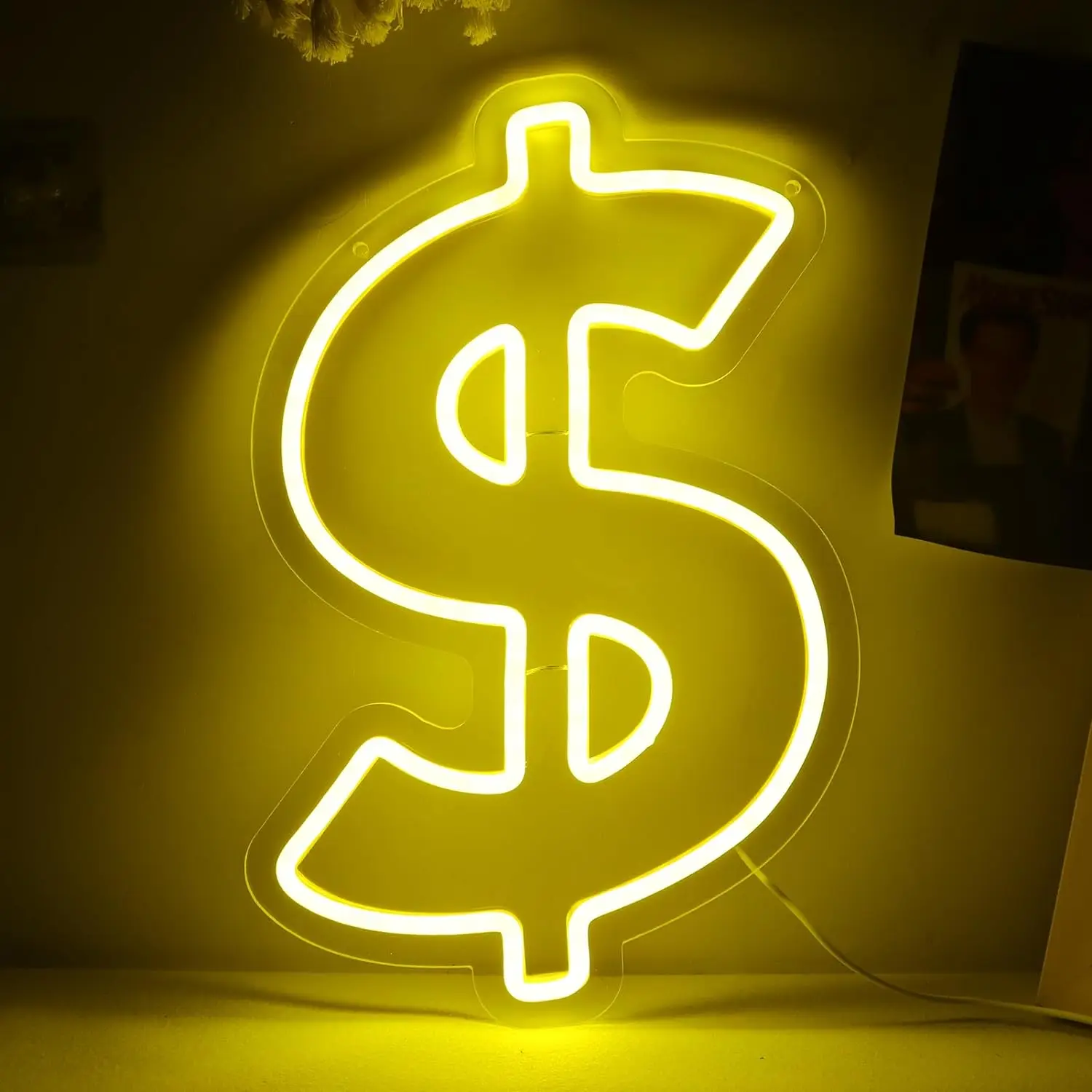 Dollar $ Neon Signs for Wall Decor Neon Lights for Bedroom LED Business Sign for Man Cave Bar Pub Restaurant Christmas Gift Art