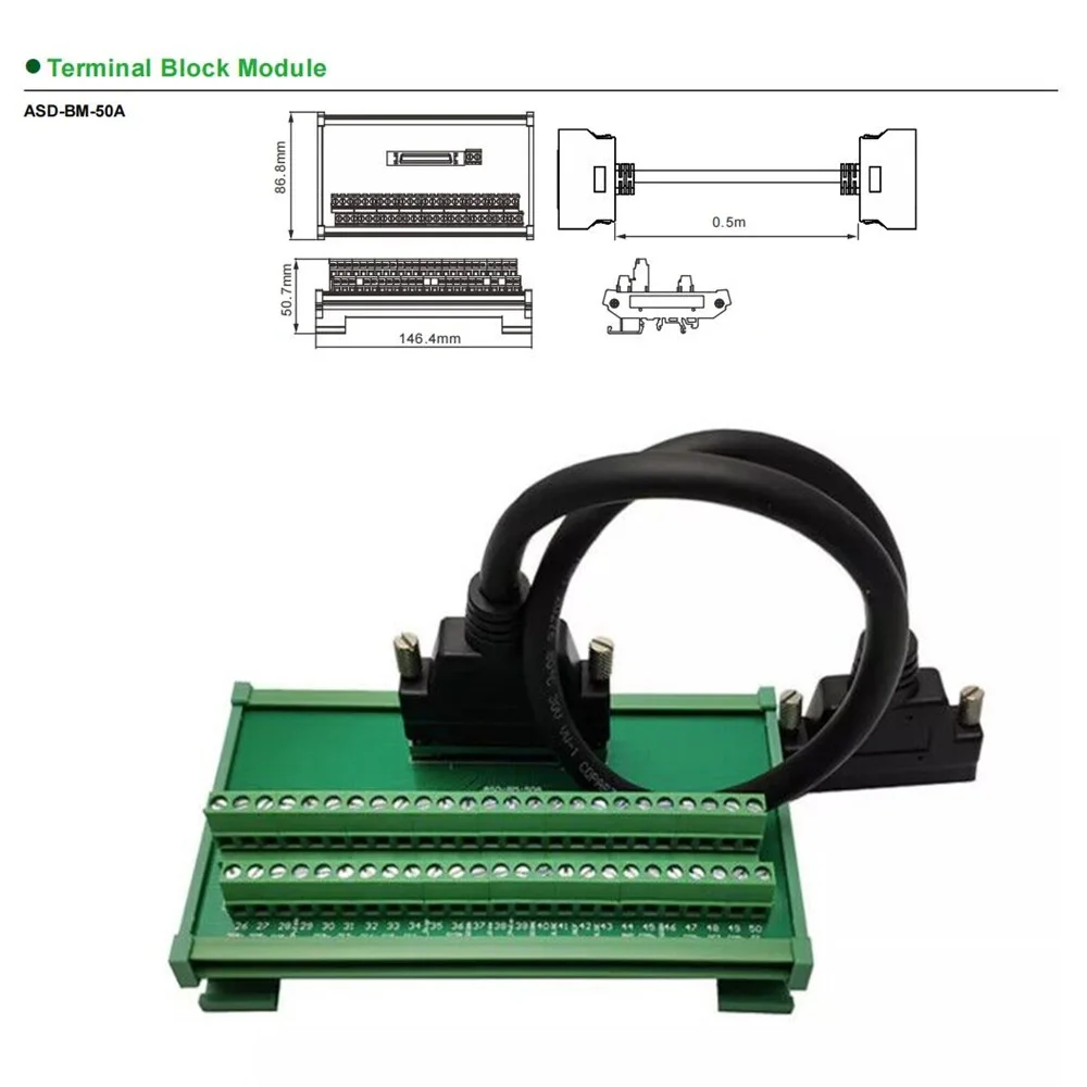 Delta ASD-A2 AB Series Servo Driver CN1 Terminal Block ASD-BM-50A Wiring Terminal Board HL-SCSI-50P