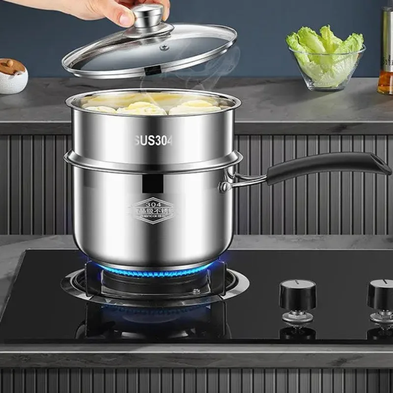 304 Stainless Steel Milk Pot: Nonstick Baby Food & Noodle Pan, Small Saucepan for Kitchen, Induction Cooktop & Infant Meal Prep
