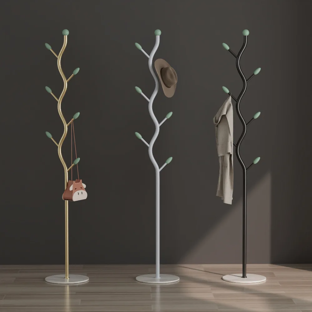 #Minimalist Design Coat Rack Stone Slab Metal Bracket Home Furniture Light Luxury Floor-Standing