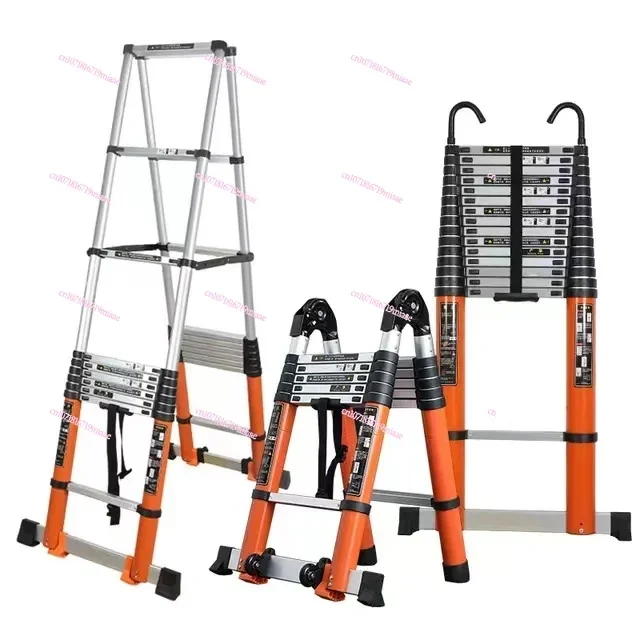 

Aluminum alloy herringbone telescopic ladder engineering special straight ladder thickened indoor folding multi-functional hous