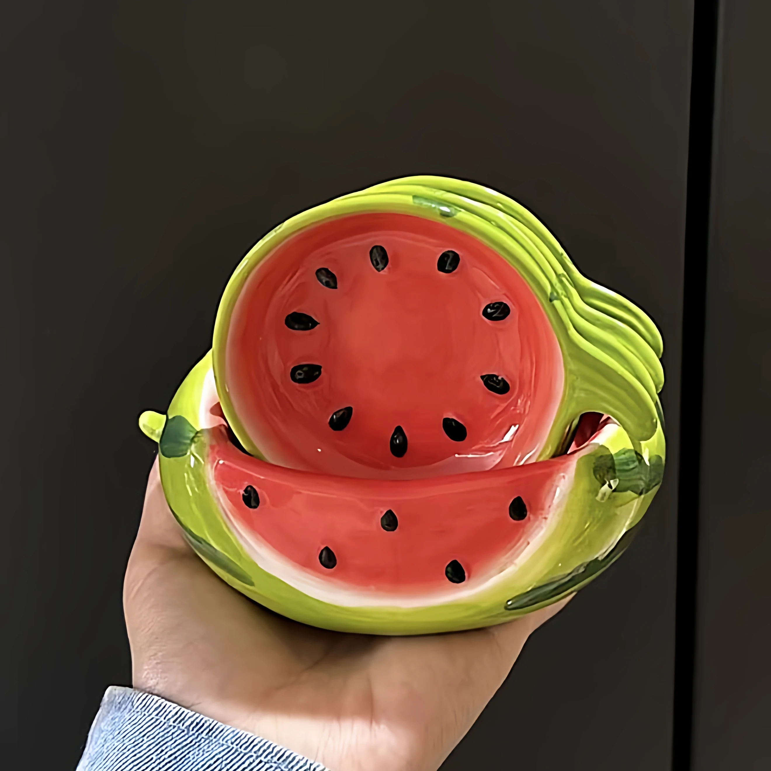 

Керамическая тарелка для окунания арбуза, набор мультяшных ручных росписей под глазурью, цветная тарелка для фруктов и приправ, домашняя мини-тарелка для соевого соуса