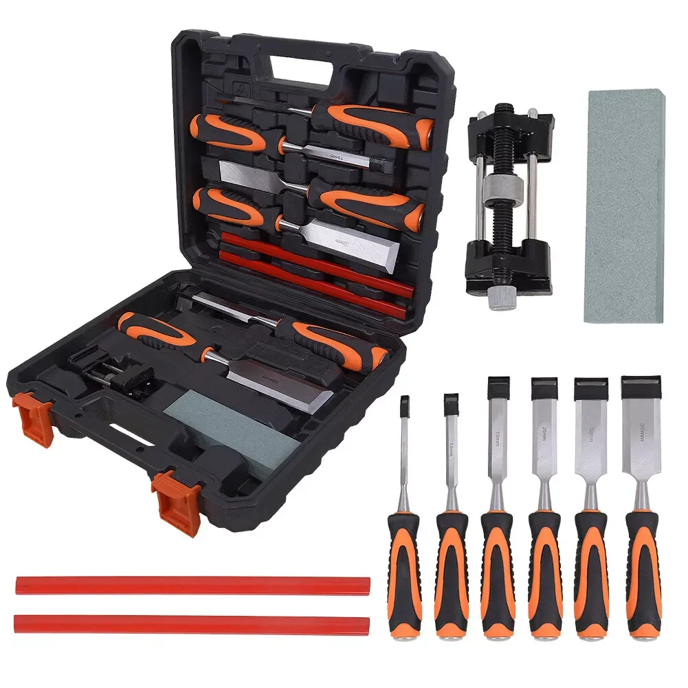 

Набор долот по дереву, 10 предметов, деревообрабатывающие инструменты, точильный камень с коробкой для хранения