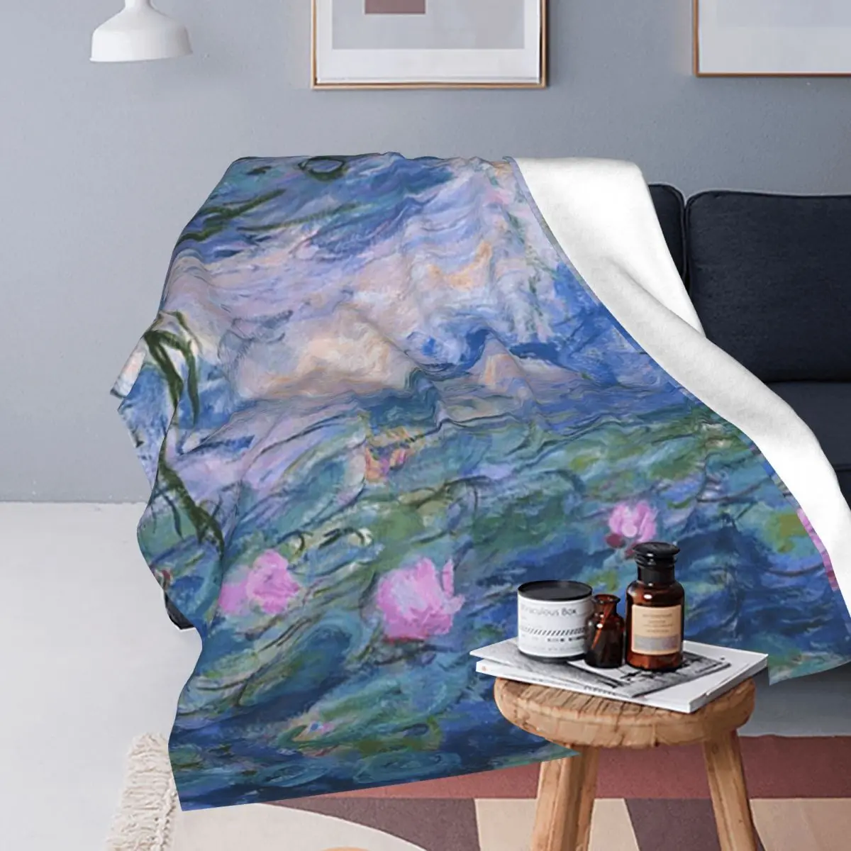 Claude Monet - Water Lilies Blankets Soft Warm Flannel Throw Blanket Bedspread for Bed Travel Home Couch