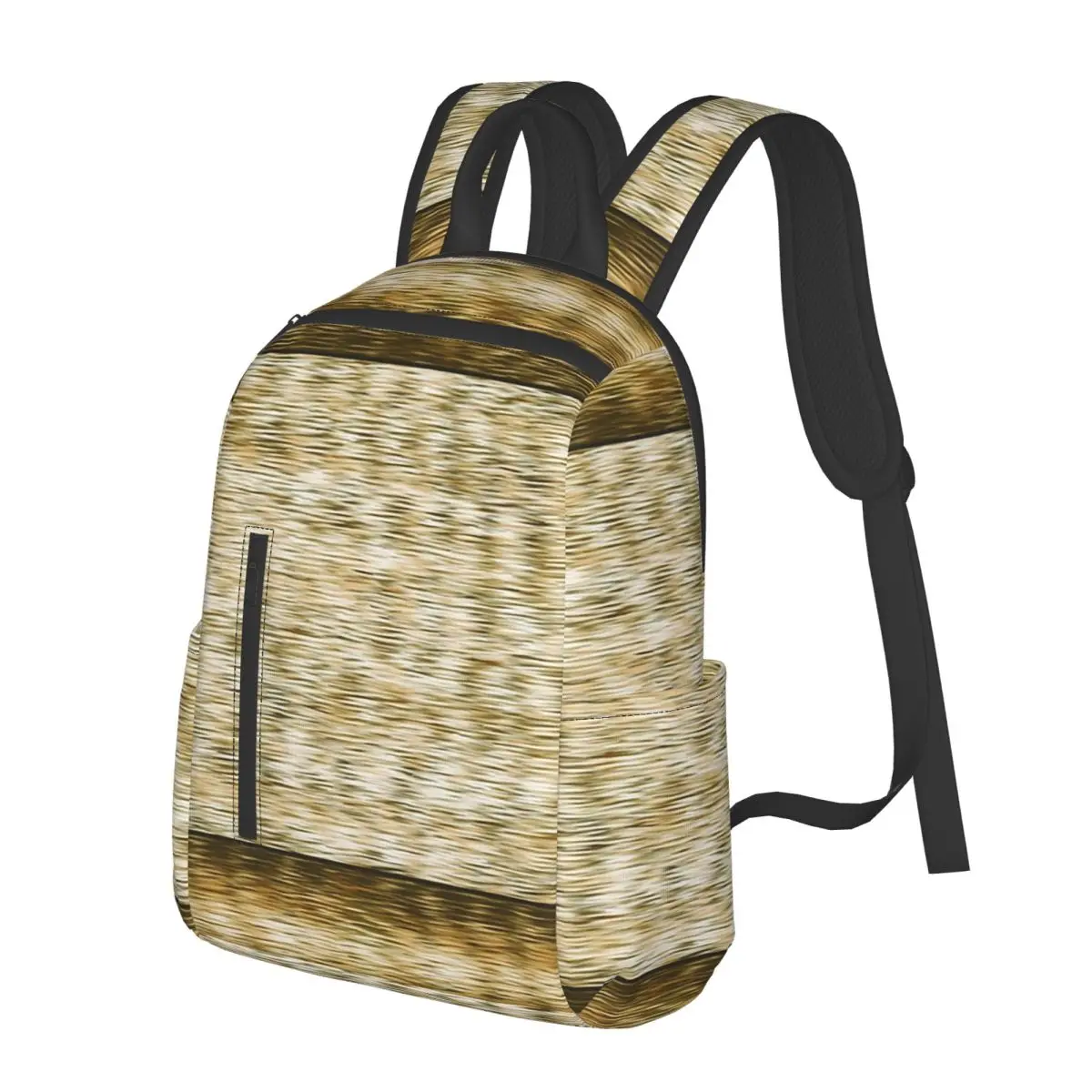 

Fibrous Pattern In Yellow Student Backpack School Bag Hiking Travel Daypack for Men Women Bookbag Shoulder Bags