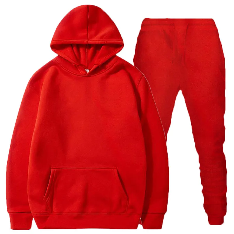 

Men's tracksuit Casual tracksuit plus fleece hoodie + trousers Fall/winter two-piece men's tracksuit plus pant suit