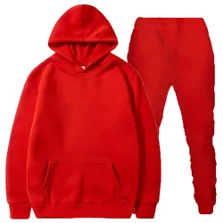 Men's tracksuit Casual tracksuit plus fleece hoodie + trousers Fall/winter two-piece men's tracksuit plus pant suit