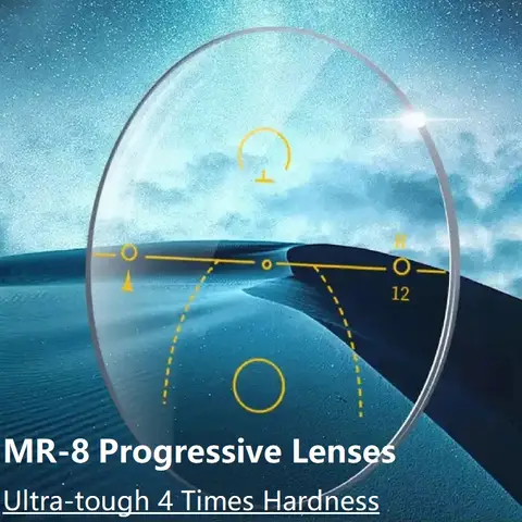 MR8 Progressive Lenses Ultra-tough 4 Times Hardness Multifocal Wide Field Aspherical Optical Glasses Prescription Lens 1.61 1.74