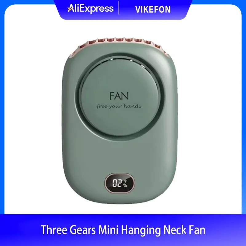 

Three Gears Adjustable Desktop Mini Portable Hanging Neck Fan Hanging Waist Hands-free Fans with Screen Display Noise Reduction