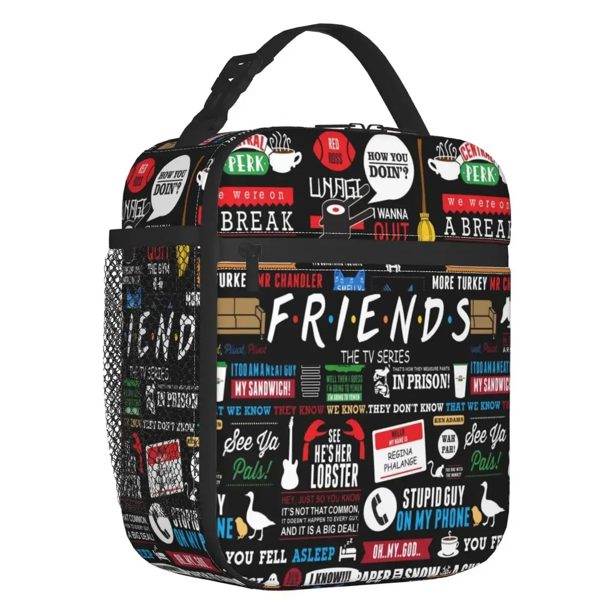 

Funny TV Show Friends Collage Insulated Lunch Bag for Women Resuable Cooler Thermal Bento Box Kids School Children