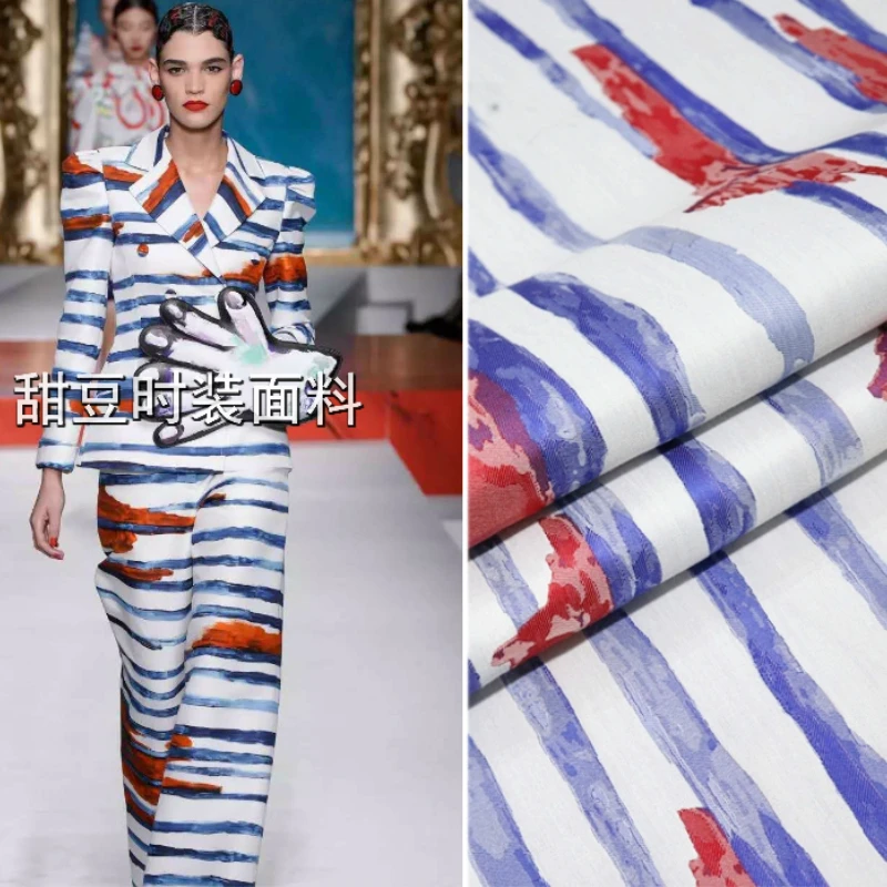 Yarn-dyed Brocade Jacquard Fabric Spring and Summer Thin Striped Dress Suit European Brand Fashion Design Sewing Wholesale Cloth