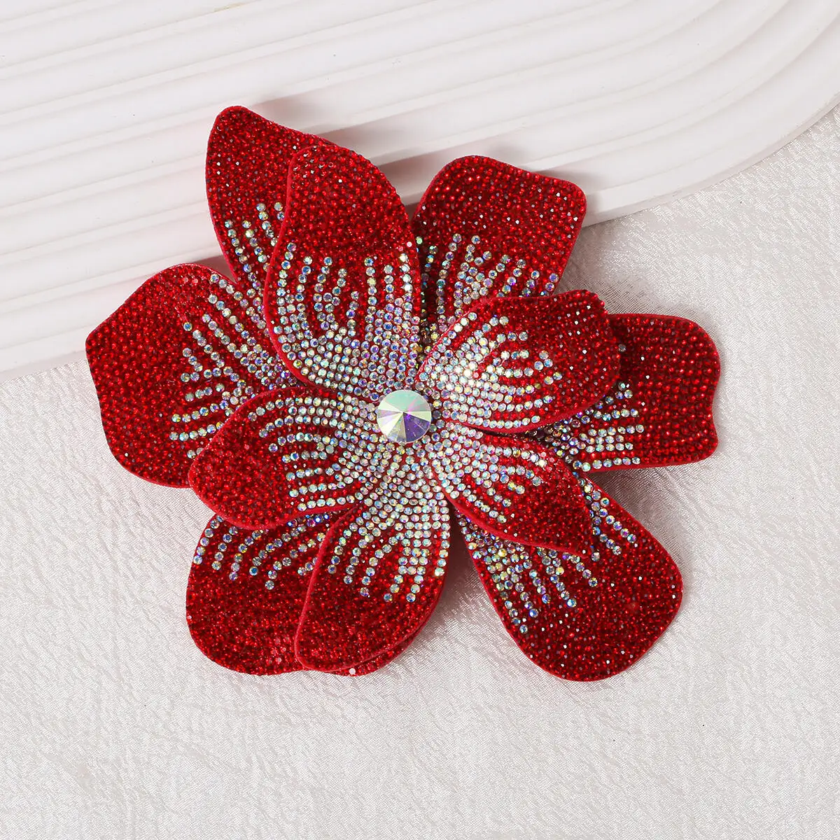1 Stück Dreidimensionale Strass-Blumenapplikation Funkelnde DIY-Bastelzubehör Glitzernde Aufnäh-Applikation zur Verzierung – Detail 7