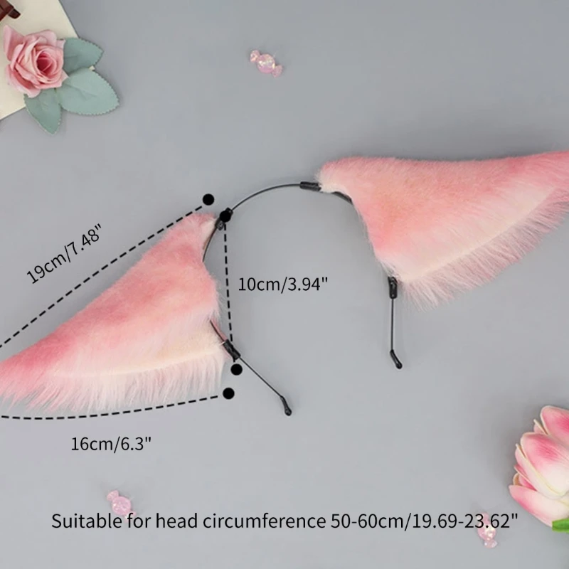 Cosplay Cartoon Pink Color Foxes Ears Hair Hoop Woman Makeup Headband for Easter Halloween Cosplay Hair Accessories