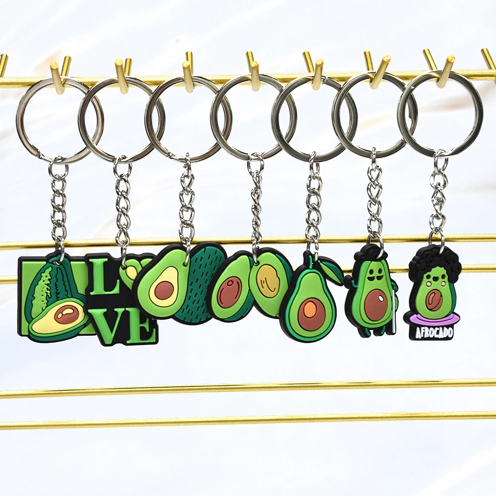 1PCS PVC avocado shape keychain creative avocado keychain love avocado keyholder suitable for adult car key gifts