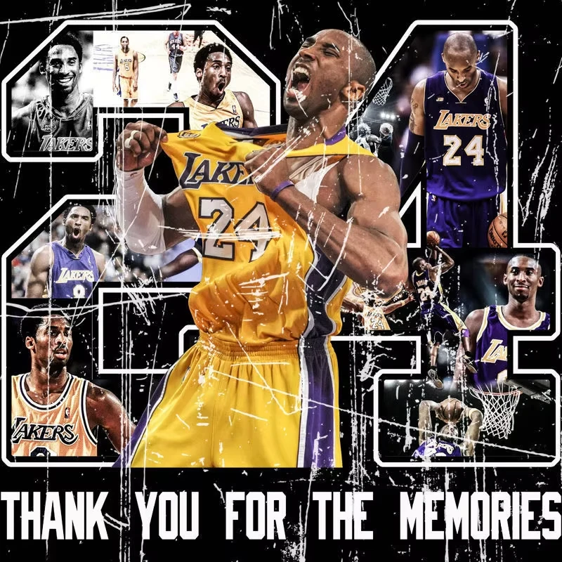 

2025 Memorial Kobe Paul George The Same 24 Cotton Short-sleeved T-shirt Popular American Retro Trend Basketball Men and Women