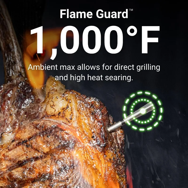 Wireless Bluetooth Smart Meat Thermometer | 1000°F Open Flame Grilling | Certified Accuracy | BBQ, Oven, Grill, Smoker