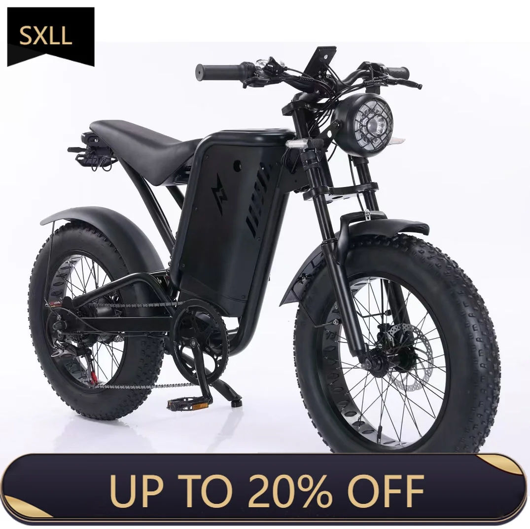 

SXLL Enduro 20 Inch 1000w Mountain Bike Ebike Fat Tires E Motorcycle Adult Electric Vintage Cruiser Fat Tires Bike with Pedals