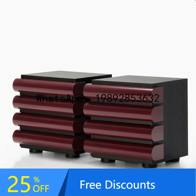 BF Italian Minimalist Solid Wood Lacquer Bedside Lacquer Cabinet French Vintage Multi-layer Chest of Drawers High-end Bedroom
