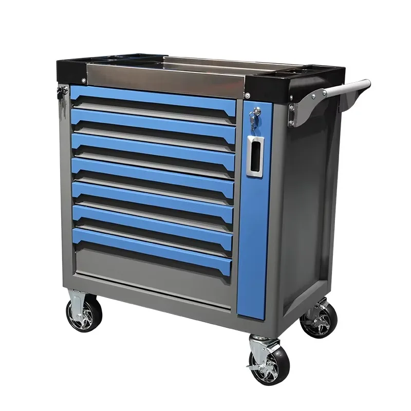 Industrial Tool Trolley Stainless Steel Tabletop Large Capacity Handle Design For Garage Workshop Tools Storage Cabinet