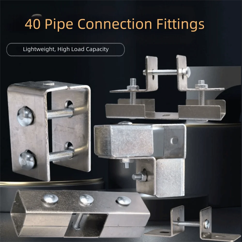 40*40mm Square Tube Connector galvanizing carbon steel Pipe Fixed Joint Fixed Pipe Clamp solderless Clip Fastener Storage Rack